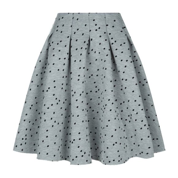✨SOLD✨ Maje Grey Scuba Joye Polka Dot Pleated Skirt Sz 36 - Picture 1 of 7
